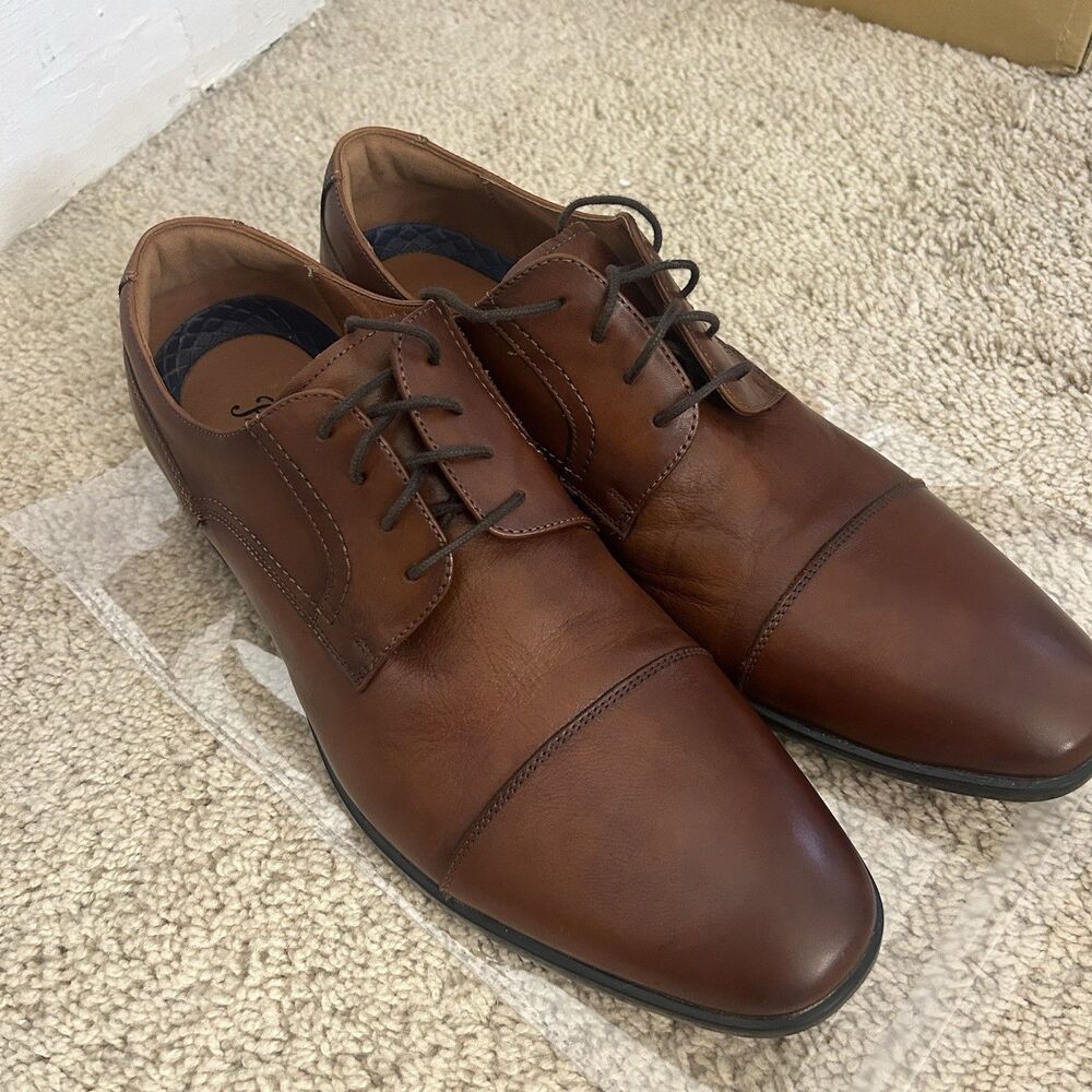 Florsheim Men's Cap Toe Oxford Brown Cognac Lace Shoes 13 M -Excellent
